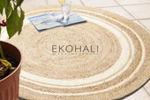 Juno Koleksiyonu Jüt ile üretilen el dokuma sisal kilim ECH 01 Natural White - 1