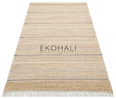 Juno Koleksiyonu Jüt ile üretilen el dokuma sisal kilim ECH 05 Natural Grey - 3