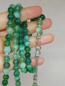 Akik Taşı Yeşil Renk 99luk Tesbih 8mm (7888) thumbnail 2