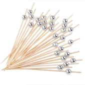 Bambu Gümüş İnci Top Kürdan 12cm / 20'li - 1