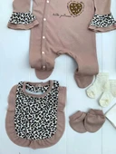 Leopar Desenli 8 Parça Bebek Hastane Çıkış Takım Seti - 4