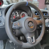 Volkswagen Polo Araca Özel Direksiyon Kılıfı (TÜYLÜ ALCANTRA NOKTA YÜZÜKLÜ) - 2