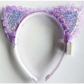 Mor Pullu Led Işıklı Kedi Kulak Taç thumbnail 2