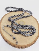 Kar Tanesi Obsidyen Taşı 99luk Tesbih 8mm (5640) thumbnail 6