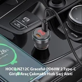 HOCO NZ12C Graceful PD60W 2 Type-C Girişli Araç Çakmaklı Hızlı Şarj Turuncu - 5