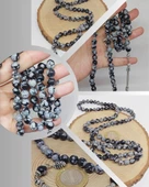 Kar Tanesi Obsidyen Taşı 99luk Tesbih 8mm (5640) thumbnail 1