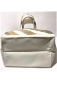 Victoria's Secret VS Krem Gold Çizgi Desenli Kanvas Tote Omuz Çantası - 3