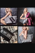 Victoria's Secret Vs Gümüş Pullu Payet İşlemeli Carryall Tote & Mini Clutch Set - 5