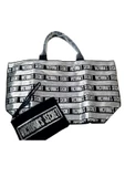 Victoria's Secret Vs Gümüş Pullu Payet İşlemeli Carryall Tote & Mini Clutch Set - 2