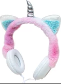 Powermaster DMZ-10E 3.5mm Jacklı Kulaküstü Kablolu Peluş Unicorn Kulaklık - 1