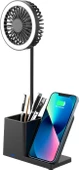 Morlimon S-Link SL-M9055 Typec 10W Kablosuz Şarj Cihazı Fanlı Kalemlikli Masa Lambası - 1