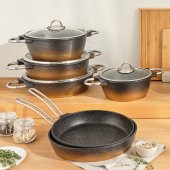 Emsan Kuvars 24 cm Derin Tencere - Siyah Gold - 4