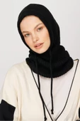 Siyah Balaclava Triko Başlık - 5