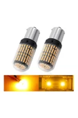 144 LEDLİ SİNYAL AMPULÜ TURUNCU AMBER 93 TİP DÜZ TIRNAK 2 ADET P21W STOP-SİNYAL-GERİ VİTES-FREN - 4