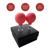 Mika Silikon Vakumlu Yüz Masaj Kupası 2'li Set Kırmızı Renk thumbnail 1