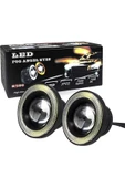 Mercekli Angel Led Sis Farı Halkalı Gündüz Sis Farı 89 mm Beyaz Su Geçirmez Metal Gövde 2 Adet - 2