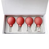 Mika Silikon Vakumlu Yüz Masaj Kupası 4'lü Set Kırmızı Renk thumbnail 3