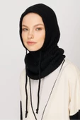 Siyah Balaclava Triko Başlık - 4