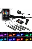 4 Parçalı Uzaktan Kumandalı Ayak Altı Aydınlatma 12 Led Çok Renkli Müzikli Araba Ledi - 1