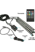 4 Parçalı Uzaktan Kumandalı Ayak Altı Aydınlatma 12 Led Çok Renkli Müzikli Araba Ledi - 3