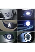 Mercekli Angel Led Sis Farı Halkalı Gündüz Sis Farı 89 mm Beyaz Su Geçirmez Metal Gövde 2 Adet - 6
