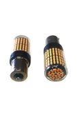 144 LEDLİ SİNYAL AMPULÜ TURUNCU AMBER 93 TİP DÜZ TIRNAK 2 ADET P21W STOP-SİNYAL-GERİ VİTES-FREN - 2