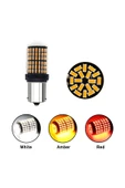 144 LEDLİ SİNYAL AMPULÜ TURUNCU AMBER 93 TİP DÜZ TIRNAK 2 ADET P21W STOP-SİNYAL-GERİ VİTES-FREN - 1