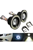Mercekli Angel Led Sis Farı Halkalı Gündüz Sis Farı 89 mm Beyaz Su Geçirmez Metal Gövde 2 Adet - 1