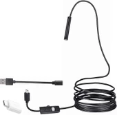 Powermaster 3ın1 Micro Usb+Type C+Pc 7 mm Işıklı 5 Metre Endeskop Yılan Kamera- Androıd Uyumlu - 1