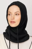 Siyah Balaclava Triko Başlık - 1