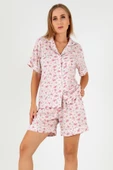 DoReMi Pink Floral Kısa Kollu Kadın Şortlu Pijama Takım - 1