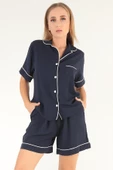 DoReMi Lacivert Kısa Kollu Kadın Şortlu Pijama Takım - 1