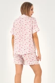 DoReMi Pink Floral Kısa Kollu Kadın Şortlu Pijama Takım - 3