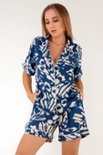 DoReMi Blue Patterned Kısa Kollu Kadın Şortlu Pijama Takım - 2