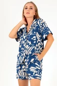 DoReMi Blue Patterned Kısa Kollu Kadın Şortlu Pijama Takım - 8