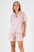 DoReMi Pink Floral Kısa Kollu Kadın Şortlu Pijama Takım - 2