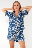 DoReMi Blue Patterned Kısa Kollu Kadın Şortlu Pijama Takım - 5