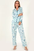 DoReMi Çiçek Baskılı Uzun Kollu Kadın Pijama Takım thumbnail 8