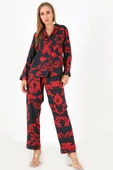DoReMi Red Flowers Uzun Kollu Kadın Pijama Takım thumbnail 8