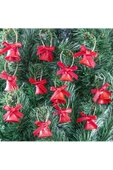 Yıllbaşı Çam Ağacı Süsü Kırmızı Çan Figürlü Noel Ağacı Süsü 12 Li 3 cm - 3
