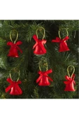 Yıllbaşı Çam Ağacı Süsü Kırmızı Çan Figürlü Noel Ağacı Süsü 12 Li 3 cm - 2