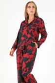 DoReMi Red Flowers Uzun Kollu Kadın Pijama Takım thumbnail 7