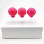 Mika Silikon Vakumlu Yüz Masaj Kupası 3'lü Set Gül Kırmızı Renk - 5