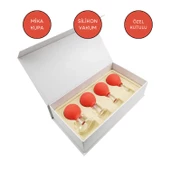 Mika Silikon Vakumlu Yüz Masaj Kupası 4'lü Set Turuncu Renk thumbnail 1