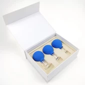 Mika Silikon Vakumlu Yüz Masaj Kupası 3'lü Set Mavi Renk thumbnail 3