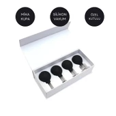 Mika Silikon Vakumlu Yüz Masaj Kupası 4'lü Set Siyah Renk thumbnail 1