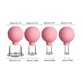 Mika Silikon Vakumlu Yüz Masaj Kupası 4'lü Set Pembe Renk thumbnail 2