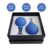 Mika Silikon Vakumlu Yüz Masaj Kupası 2'li Set Mavi Renk - 1