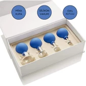 Mika Silikon Vakumlu Yüz Masaj Kupası 4'lü Set Mavi Renk thumbnail 1