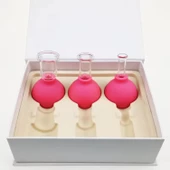 Mika Silikon Vakumlu Yüz Masaj Kupası 3'lü Set Gül Kırmızı Renk - 4